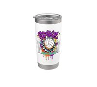 Spike Break The Net Voleibol Jugador Graffiti Art Vaso térmico de acero inoxidable de doble pared