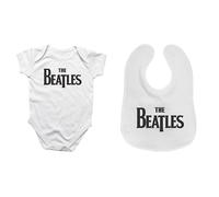 Spike Leisurewear The Beatles - Body y babero para bebé, diseño clásico de The Beatles, blanco, Age 3-6 Months