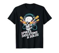 Spikes Skeletons & Solos Punk Rock Música Camiseta