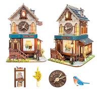 Spilay Casa en miniatura, Casa Cuckoo Casa en miniatura DIY con luz LED, casa de muñecas de madera 3D kit de manualidades para relajarse y como decoración - Regalo creativo (Navidad, San Valentín