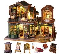 Spilay Juego de casa de muñecas con muebles de madera y caja de música LED, cubierta antipolvo, regalos hechos a mano para cumpleaños, Navidad y San Valentín