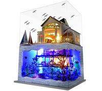 Spilay Kit de casa en miniatura con muebles, kit de casa de muñecas, modelo de villa moderna con caja de música, escala 1:24, regalo creativo de cumpleaños de Navidad para amantes, niños y niñas