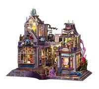 Spilay Kit de casa en miniatura para bricolaje, kit de casa de muñecas con caja de música, rompecabezas de madera 3D para adultos, decoración de estantería y regalo para cumpleaños, Halloween, Navidad