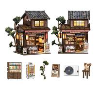 Spilay Kit de casa en miniatura para bricolaje, kit de casa de muñecas en miniatura con caja de música, mini kit de construcción de casa, rincón de libros para adultos, decoración creativa de