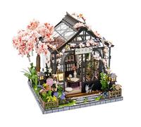 Spilay Kit de casa en miniatura para bricolaje, kit de casa de muñecas en miniatura Spring Sakura con cubierta antipolvo para construir una casa, rincón de libros para adultos, decoración creativa de