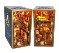 Spilay Kit de rincón de libros de bricolaje, casa de muñecas, rincón de libros, callejón de decoración, modelo de sujetalibros, kit de creatividad con caja de música y LED para adolescentes y adultos,