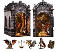 Spilay Kit de rincón de libros para adultos, kit de casa de muñecas en miniatura con luz LED, kit de rompecabezas de madera 3D, decoración creativa de estantería y regalo único y amantes de los libros