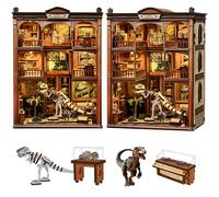 Spilay Kit de rincón de libros para adultos, kit de casa de muñecas en miniatura con luz LED, kit de rompecabezas de madera 3D, decoración creativa de estantería y regalo único y amantes de los libros