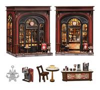 Spilay Kit de rincón de libros para adultos, kit de casa de muñecas en miniatura con luz LED, kit de rompecabezas de madera 3D, decoración creativa de estantería y regalo único y amantes de los libros