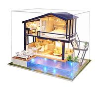 Spilay Miniatura de la casa de muñecas con Muebles, Equipo de casa de muñecas de Madera DIY, más Resistente al Polvo y el Movimiento de música Regalo de cumpleaños