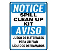 Spill Kit Location Notice Bilingual Metal 12x8 Inch