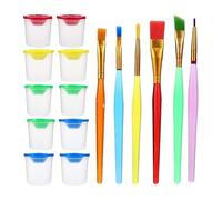 Spill Proof Paint Cups and Broches, Multipurpose Paint Cups for Kids, Portable Paint Broches Set for Children, Non-Spill Art Supplies, Paint Cup and Brush Set for Art Class, Home, School