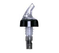 Spill-Stop 387-27 Posi-Por 2000 vertedor, 1-1/2 onzas, transparente con cuello negro, fabricado en Estados Unidos, paquete de 12, boquilla de tapón de aceite y licor, boca de botella, tapas abatibles