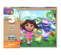 Spin Master Games, Dora - Juego de 3 rompecabezas de madera, 24 piezas cada uno, rompecabezas para niños, juguetes para niñas y niños en edad preescolar a partir de 3 años
