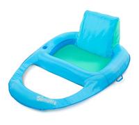Spin Master SwimWays Spring Float Premium XL - Silla reclinable para piscina, flotadores inflables para adultos con inflado rápido, portavasos y reposapiés, soporta hasta 300 libras, color azul