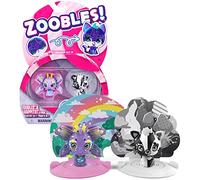 Spin Master Zoobles 6063620 Animales, Mariposa arcoíris y Zorro Blanco y Negro, Paquete de 2 Figuras coleccionables con Mecanismo de transformación y 2 sorpresas Happitat