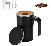 Spinbrew Mug, Self-Stirring Magnetic Coffee Cup with Temp Display, Rechargeable Stirring Mug, Easy to Clean, Non-Slip Bottom, Suitable for Coffee, Milk and Oatmeal (Black)