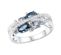 Spinel - Juego de joyas brillantes para mujer, delicado anillo de joyería azul, anillos de punto y coma para mujer, 10, Metal, Sin piedras preciosas