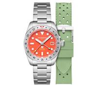Spinnaker Croft 39 GMT SP-5157 - Reloj automático de edición limitada para hombre de 39 mm con pulsera de acero inoxidable sólido, Rojo llama