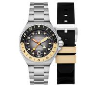 Spinnaker Reloj automático Dumas GMT de 43 mm para hombre con pulsera de acero inoxidable sólido SP-5119, Gris invertido, pulsera