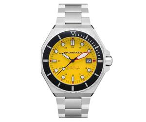 Spinnaker Dumas SP-5081 - Reloj automático de 3 Agujas para Hombre con Correa de Acero Inoxidable Macizo de 44 mm, Hornet Amarillo, Pulsera