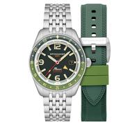 Spinnaker Fleuss GMT SP-5120 - Reloj automático de hombre, 43 mm, con correa de acero inoxidable macizo, verde bosque, 43 mm, Pulsera