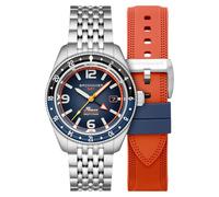 Spinnaker Fleuss GMT SP-5120 Reloj automático para hombre con correa de acero inoxidable macizo de 43 mm, Azul oscuro., pulsera