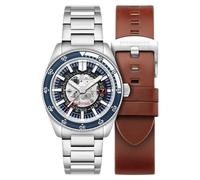Spinnaker Fleuss SP-5118 - Reloj automático Severn Edition para hombre de 43 mm con pulsera de acero inoxidable sólido, Azul claro de luna, pulsera