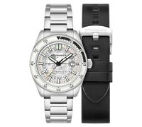 Spinnaker Fleuss SP-5118 - Reloj automático para hombre con correa de acero inoxidable macizo, 43 mm, Blanco Brillante, pulsera