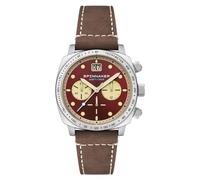 Spinnaker para hombre 42 mm Hull Cronógrafo Meca-Cuarzo Reloj con Correa de Cuero Genuino SP-5068, Marrón Quemado, Cronógrafo de casco