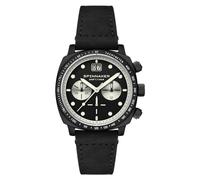 Spinnaker para Hombre 42 mm Hull Cronógrafo Meca-Cuarzo Reloj con Correa de Cuero Genuino SP-5068, Todo Negro, Riemen