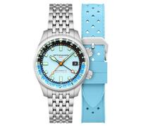 Spinnaker Reloj automático Bradner GMT de 42 mm para hombre con correa de acero inoxidable sólido SP-5121, Aguamarina, Deportes