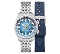 Spinnaker Reloj automático Bradner GMT de 42 mm para hombre con pulsera de acero inoxidable sólido SP-5121, Alpes azules, Brazalete