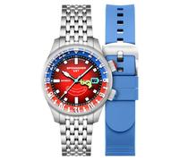 Spinnaker Reloj automático Bradner GMT de 42 mm para hombre, diseño de Bob Esponja Squarepants Bubbly Grins de edición limitada Mr. Krabs rojo con pulsera de acero inoxidable sólido SP-5162-22, Mr