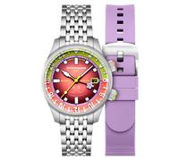 Spinnaker Reloj automático Bradner GMT de 42 mm para hombre, diseño de Bob Esponja Squarepants Bubbly Grins de edición limitada con pulsera de acero inoxidable sólido SP-5162, Patrick Pink