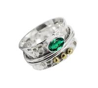 Spinner de Anillo bañado plata Esmeralda s mujeres T1068AN7_53 (16.9)
