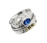 Spinner de Anillo bañado plataZafiro azul de mujeres T1068AO7_53 (16.9)