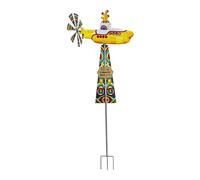 Spinner de para jardín, estaca de Molino de Verde con Rueda giratoria para Patio, esculturas únicas para Exteriores, Ventilador de Hierro Impermeable