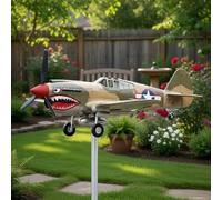 Spinner de Viento avión Guerra boces tiburón | Veleta de avión Metal | Hilanderos Viento hélice boces tiburón jardín | Molino de vienta Aeroplano estaca Arte Movimiento decoración al Aire Libre