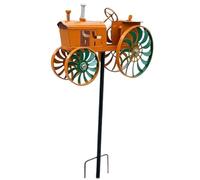 Spinner de viento para exteriores: obra de arte de hierro con diseño de tractor, rueda móvil con escultura cinética, construcción duradera a prueba de herrumbre, acento decorativo único | Patio Traser