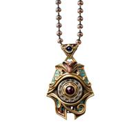 Spinner Pendant Necklace,Rotating Egyptian Amulet Symbol Necklace for Men Women,Unique Medieval Smooth Spinner Mystic Jewelry with Gemstone Inlay (Bronze)