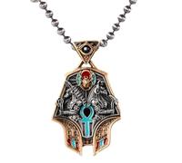 Spinner Pendant Necklace - Rotating Egyptian Amulet with Gemstone Inlay, Unique Medieval Mystic Smooth Spinner Jewelry for Men & Women (Bronze)
