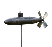 Spinner Viento Submarino - Molinillo Viento Forma Submarino Ornamento Giratorio Efecto 3D | Escultura Artística Dinámica Patio | Veleta Palas Hélice Metal Decoración Exterior Jardín