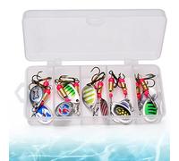 Spinnerbaits para la pesca, señuelos de pesca Spinnerbait - Spinners de trucha Spinners de pesca de lentejuelas - 10X señuelos de pesca de trucha de metal, Kit de señuelos de pesca con caja de