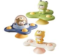 Spinners de succión para bebé, 3 piezas de juguetes giratorios para bebés de 3 meses o más, divertidos animales de dibujos animados para bebés con ventosas, juguete giratorio educativo temprano segur