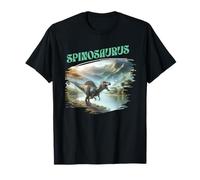 Spinosaurus cerca de río y montañas, dinosaurio prehistórico Camiseta