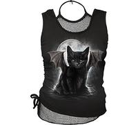 Spiral - Bat Cat - Top de Malla 2 en 1 - Cordón en la Nuca - Negro - M
