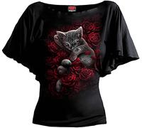 Spiral Bed of Rose Mujer Camiseta Negro L 95% Viscosa, 5% elastán Estrechos