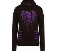Spiral Bleeding Heart Mujer Sudadera con Capucha Negro M 100% algodón Cut-Outs Estrechos