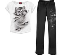 Spiral Bright Eyes Mujer Pijama Negro-Blanco S 100% algodón